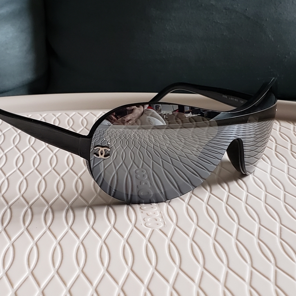 Black Chanel Shield Sunglasses